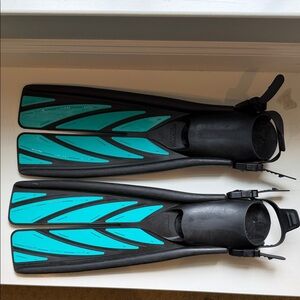 Black and Teal Scuba Fins